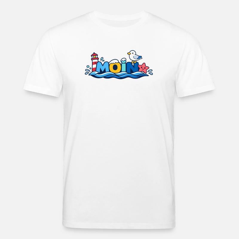 MOIN Möwe Leuchtturm Maritim Bunt - Stanley/Stella Unisex Bio-T-Shirt CREATOR  - Weiß