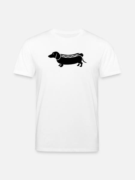 Dachshund Hot Dog Sausage Silhouette - Stanley/Stella CREATOR Unisex Organic T-Shirt - white