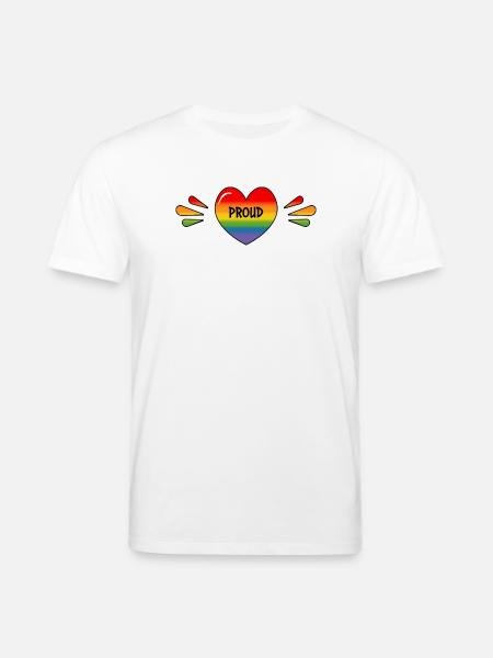 Rainbow LGBT Proud Heart - Stanley/Stella CREATOR Unisex Organic T-Shirt - white