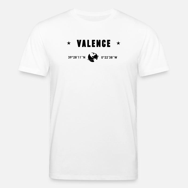 Valence, Espagne, coordonnées GPS, globe - T-shirt bio CREATOR Stanley/Stella Unisexe - blanc