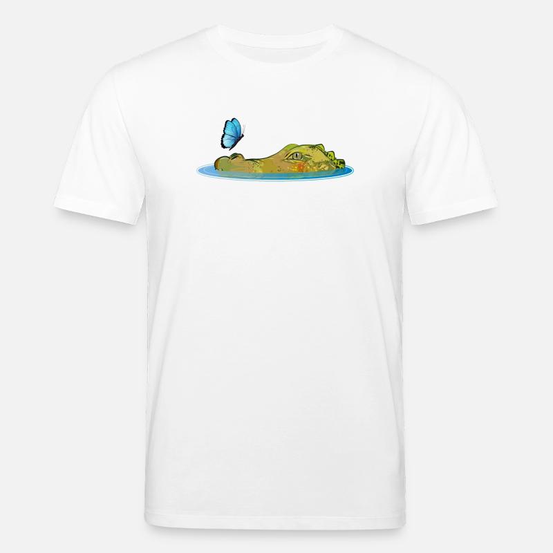Crocodile dans l’eau avec papillon - T-shirt bio CREATOR Stanley/Stella Unisexe - blanc