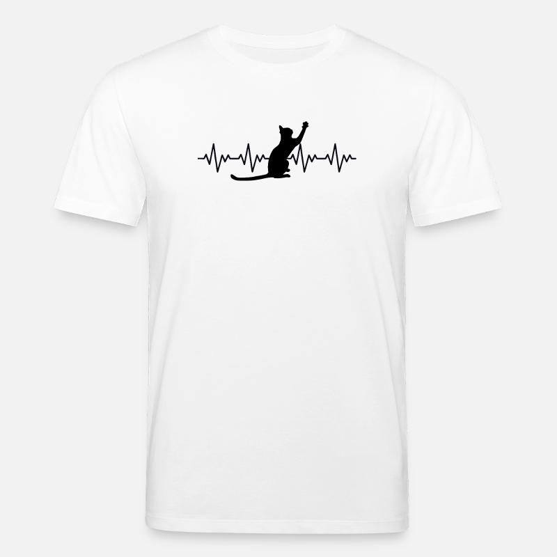 Katze EKG Herzfrequenz Herzschlag - Stanley/Stella Unisex Bio-T-Shirt CREATOR  - Weiß