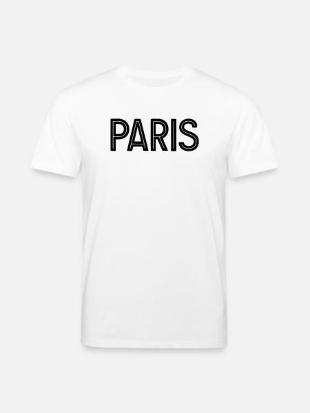 Paris Black Geometric Typography - Stanley/Stella CREATOR Unisex Organic T-Shirt - white