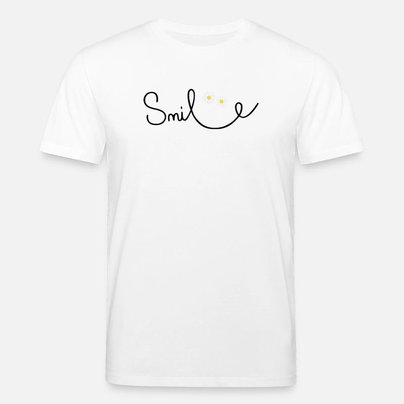 Flowery smile in cursive script - Stanley/Stella CREATOR Unisex Organic T-Shirt - white