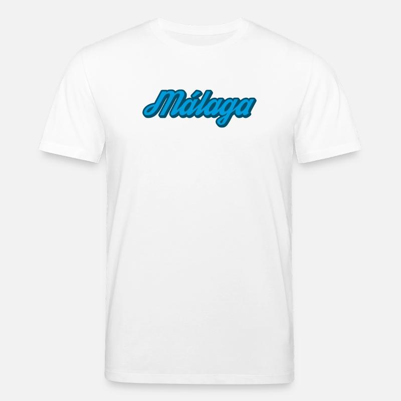 Málaga Coastal Script Blue - Stanley/Stella CREATOR Unisex Organic T-Shirt - white