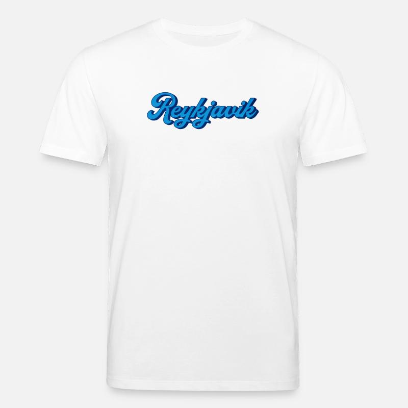 Reykjavik Blue Script Logo - T-shirt bio CREATOR Stanley/Stella Unisexe - blanc