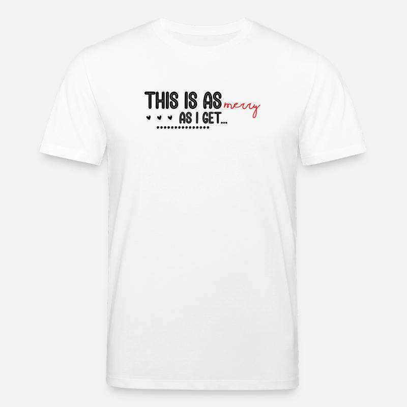 Merry Red Script Logo on Black - Stanley/Stella CREATOR Unisex Organic T-Shirt - white