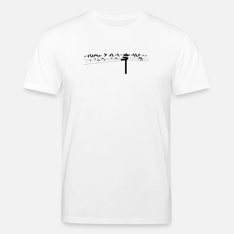 Vögel sitzen gemeinsam auf einer Stromleitung - Stanley/Stella Unisex Bio-T-Shirt CREATOR  - Weiß