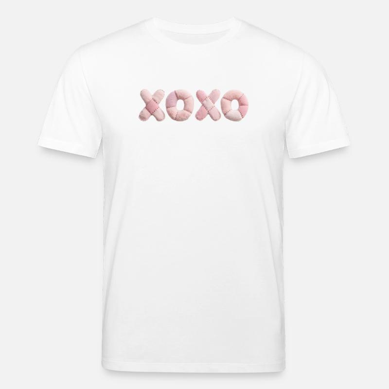 Plüsch Patchwork XOXO Design Pink - Stanley/Stella Unisex Bio-T-Shirt CREATOR - Weiß