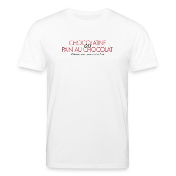 Chocolatine ou Pain au Chocolat perso je m'en fous - T-shirt bio CREATOR Stanley/Stella Unisexe - blanc - Devant - Alina (178cm) & Michal (187cm)