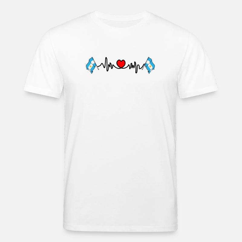 Cardio heart with flag Argentina - Stanley/Stella CREATOR Unisex Organic T-Shirt - white