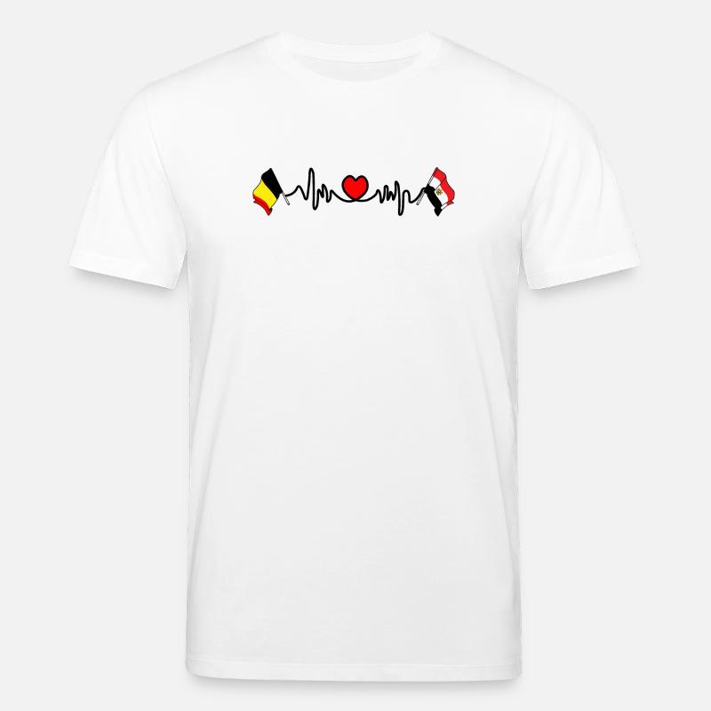 Cardio heart Drapeau Belgique, drapeau Égypte - T-shirt bio CREATOR Stanley/Stella Unisexe - blanc