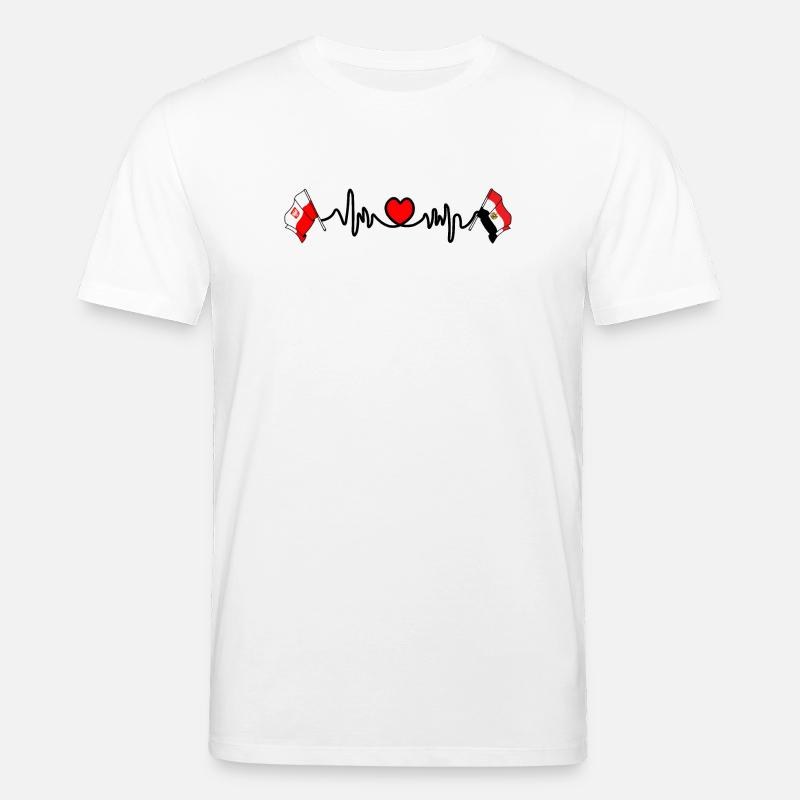 Cardio heart Drapeau Pologne, drapeau Égypte - T-shirt bio CREATOR Stanley/Stella Unisexe - blanc