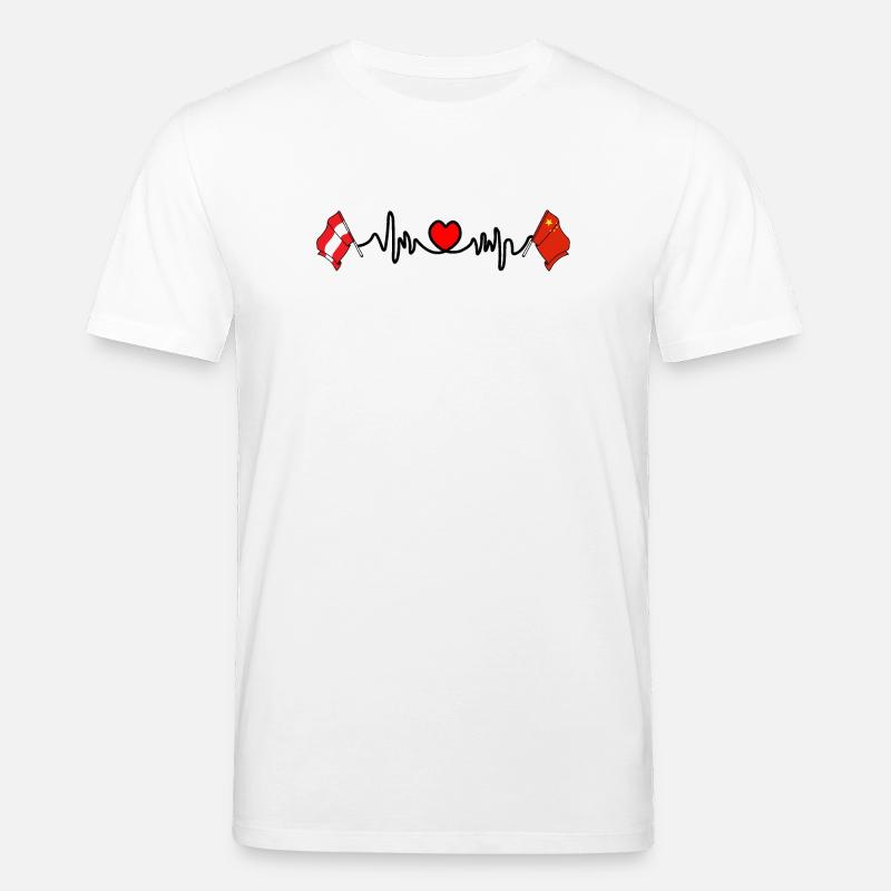 Cardio heart Drapeau Autriche, drapeau Chine - T-shirt bio CREATOR Stanley/Stella Unisexe - blanc
