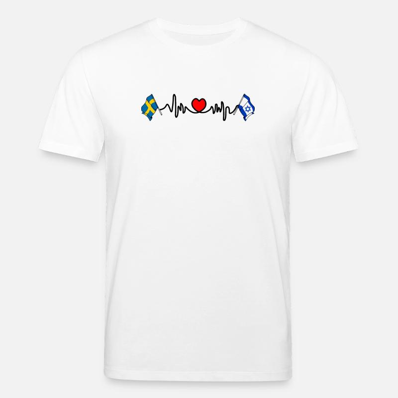 Cardio heart Drapeau Suède, drapeau Israël - T-shirt bio CREATOR Stanley/Stella Unisexe - blanc