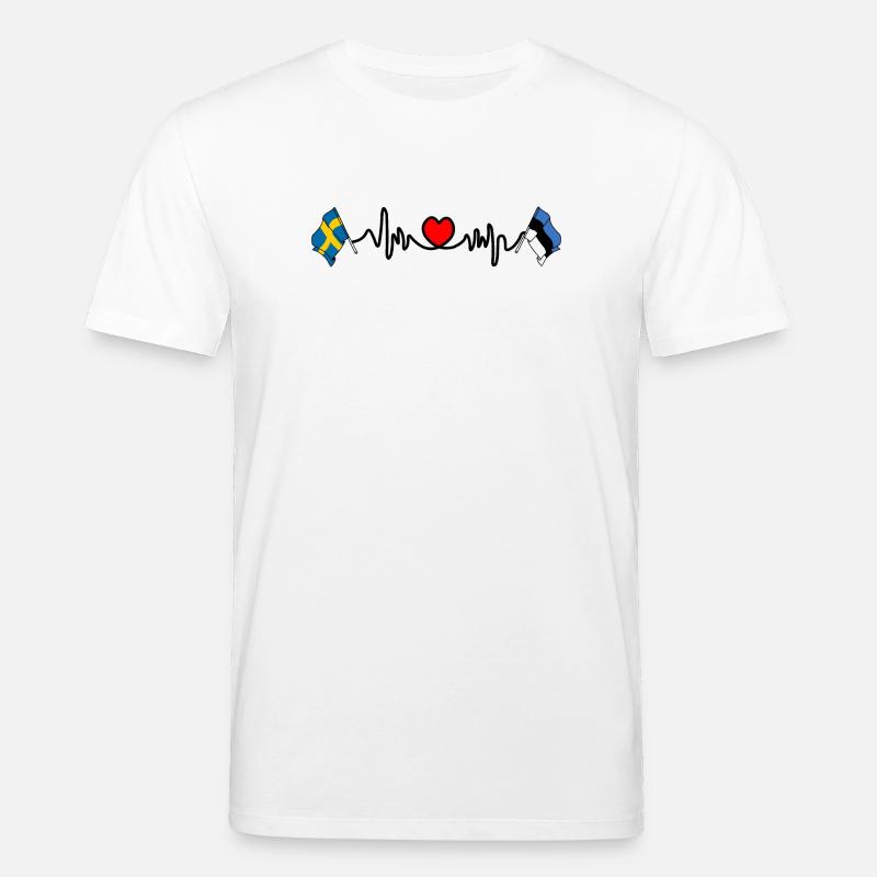 Cardio heart Drapeau Suède, drapeau Estonie - T-shirt bio CREATOR Stanley/Stella Unisexe - blanc