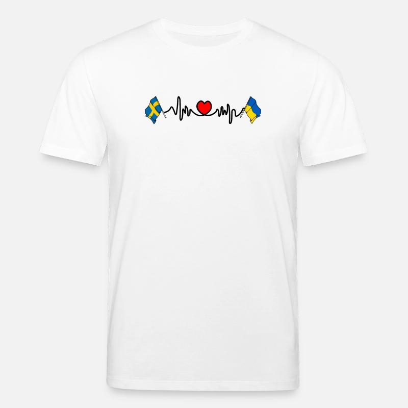 Cardio heart Drapeau Suède, drapeau Ukraine - T-shirt bio CREATOR Stanley/Stella Unisexe - blanc