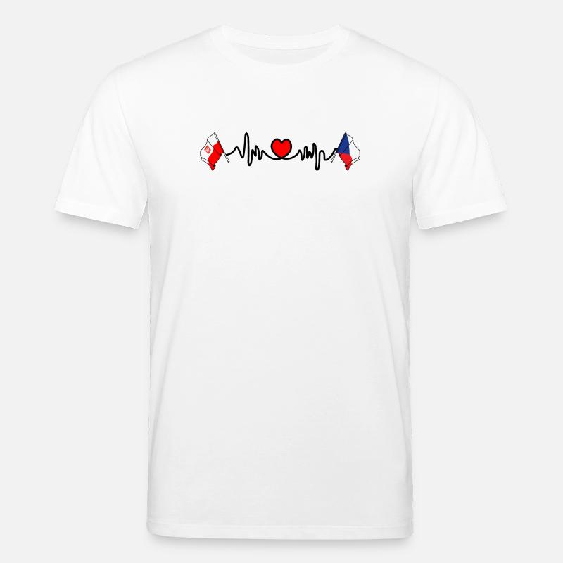 Cardio cardiaque Drapeau Pologne, République tchèque - T-shirt bio CREATOR Stanley/Stella Unisexe - blanc