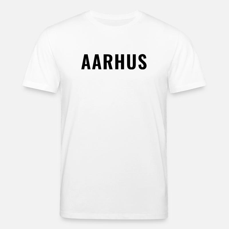 Aarhus Danemark Typographie minimale - T-shirt bio CREATOR Stanley/Stella Unisexe - blanc