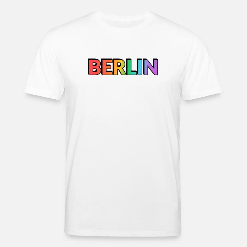 Berlin Rainbow Gradient Letters LGBTQ - Stanley/Stella CREATOR Unisex Organic T-Shirt - white