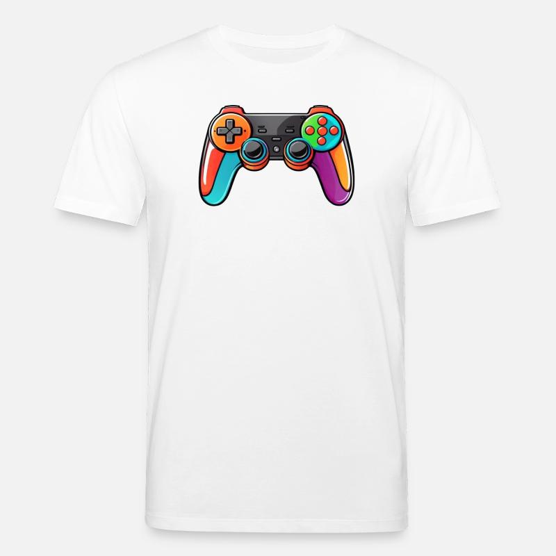 Gamepad Controller Farben Bunt - Stanley/Stella Unisex Bio-T-Shirt CREATOR  - Weiß