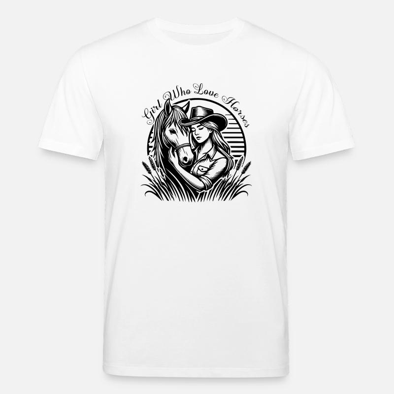 Vintage Mädchen Pferde Shirt Retro Design - Stanley/Stella Unisex Bio-T-Shirt CREATOR - Weiß