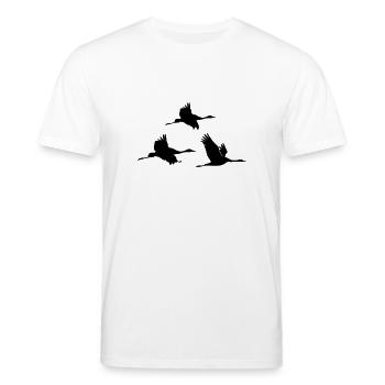 Kraniche - Stanley/Stella Unisex Bio-T-Shirt CREATOR  - Weiß - Vorne - Alina (178cm) & Michal (187cm)