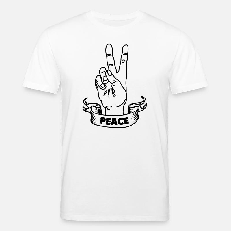 Handgeste Frieden und Textbanner - Stanley/Stella Unisex Bio-T-Shirt CREATOR  - Weiß