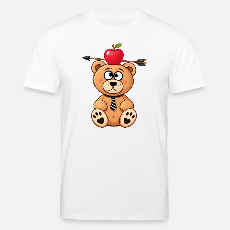 Witziger Bär mit Apfel und Pfeil - Stanley/Stella Unisex Bio-T-Shirt CREATOR  - Weiß