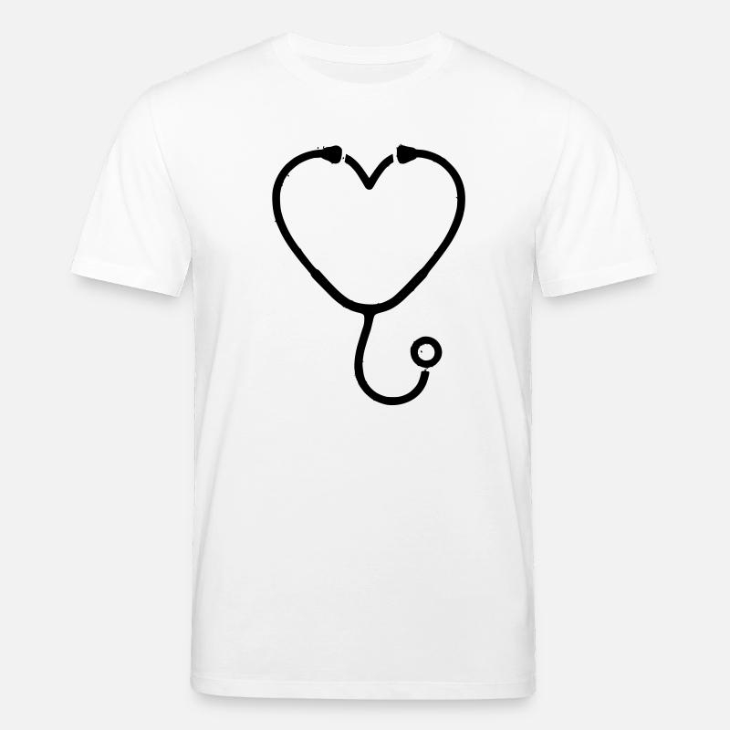 Stethoskop Herz Medizin Outline - Stanley/Stella Unisex Bio-T-Shirt CREATOR  - Weiß