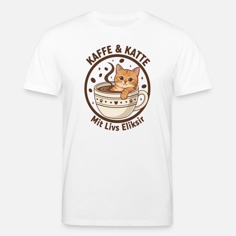 Coffee Cat in Cup: Purr Elixir - Stanley/Stella CREATOR Unisex Organic T-Shirt - white