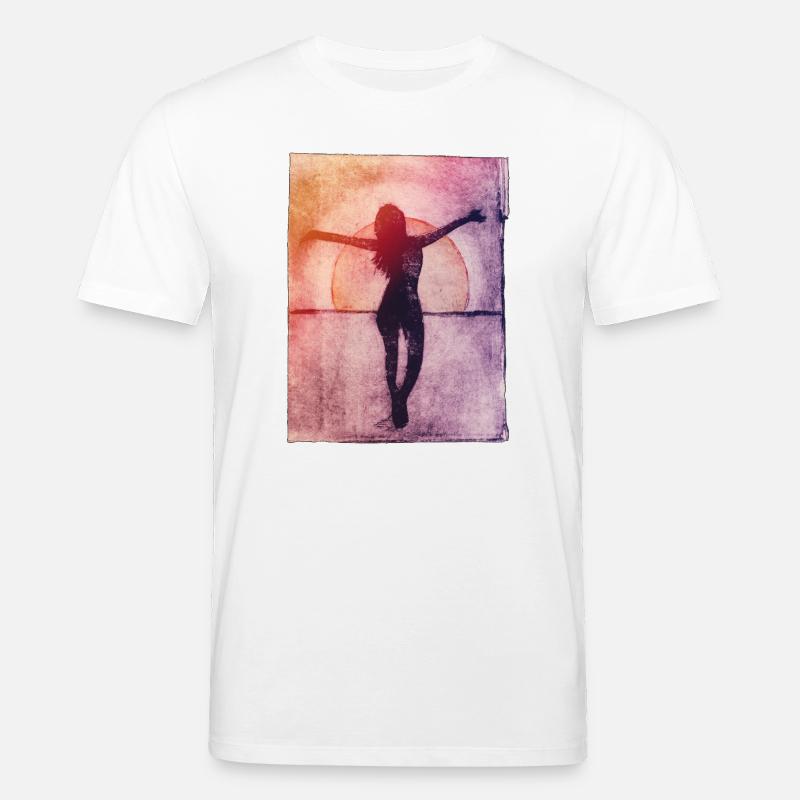 Frau am Meer - handgeschnitzte Druckvorlage - Stanley/Stella Unisex Bio-T-Shirt CREATOR - Weiß