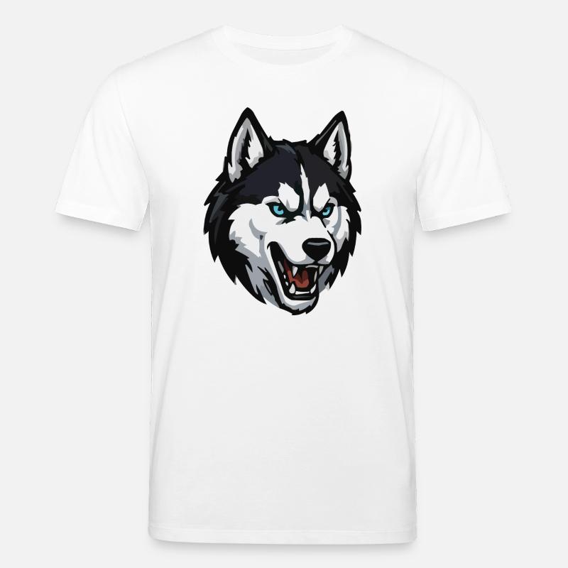 Wolfskopf mit blauem Blick - Stanley/Stella Unisex Bio-T-Shirt CREATOR  - Weiß