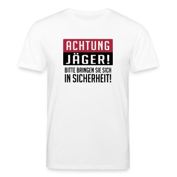 Achtung Jäger - Stanley/Stella Unisex Bio-T-Shirt CREATOR  - Weiß - Vorne - Alina (178cm) & Michal (187cm)