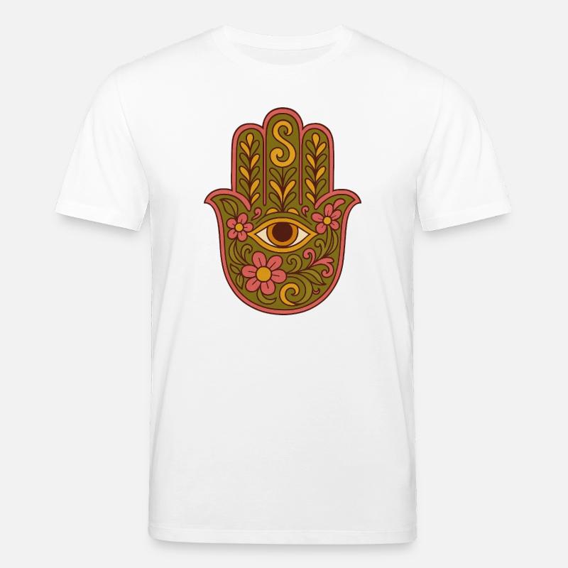 Hamsa Eye Floral Boho Kunstwerk - Stanley/Stella Unisex Bio-T-Shirt CREATOR  - Weiß