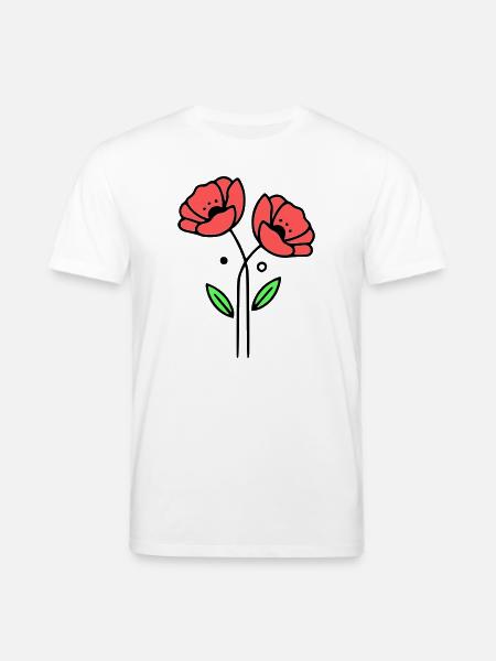 mohnblume-mohnblumen-minimalistisch-line-art-5 - Stanley/Stella Unisex Bio-T-Shirt CREATOR - Weiß