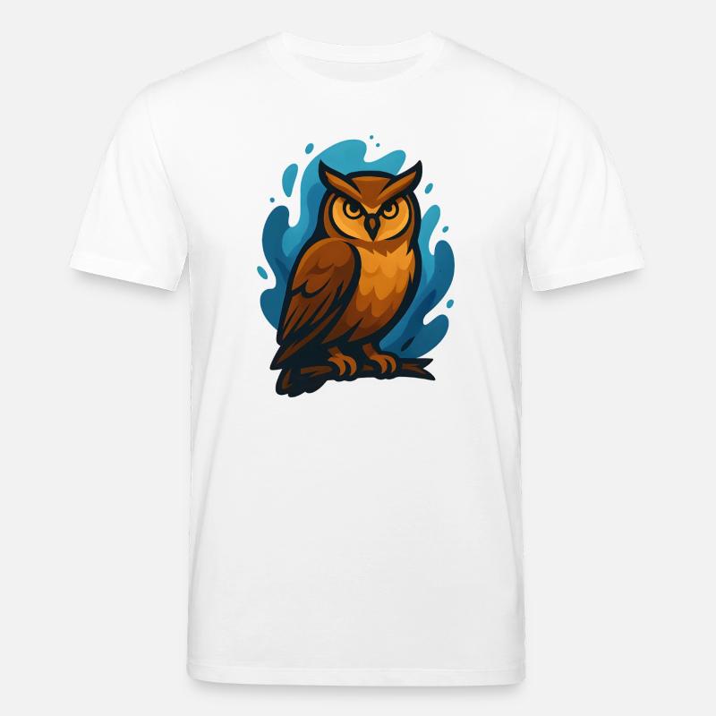 Braune Eule vor blauen Wellen - Stanley/Stella Unisex Bio-T-Shirt CREATOR  - Weiß
