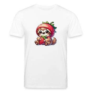 paresseux fraise fruits d’été design - T-shirt bio CREATOR Stanley/Stella Unisexe - blanc - Devant - Alina (178cm) & Michal (187cm)