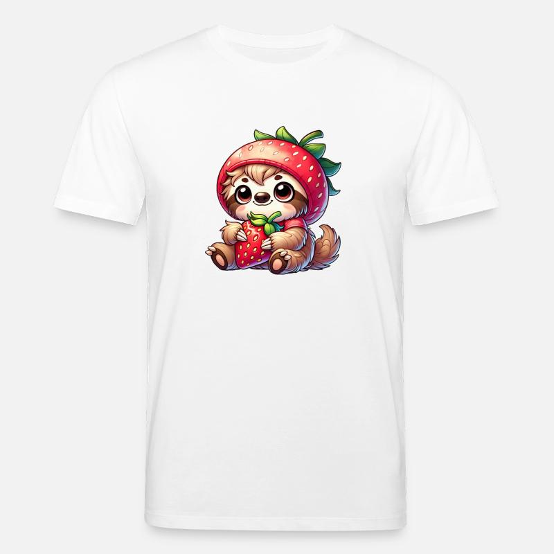 Faultier Erdbeere Sommerfrucht Design - Stanley/Stella Unisex Bio-T-Shirt CREATOR  - Weiß