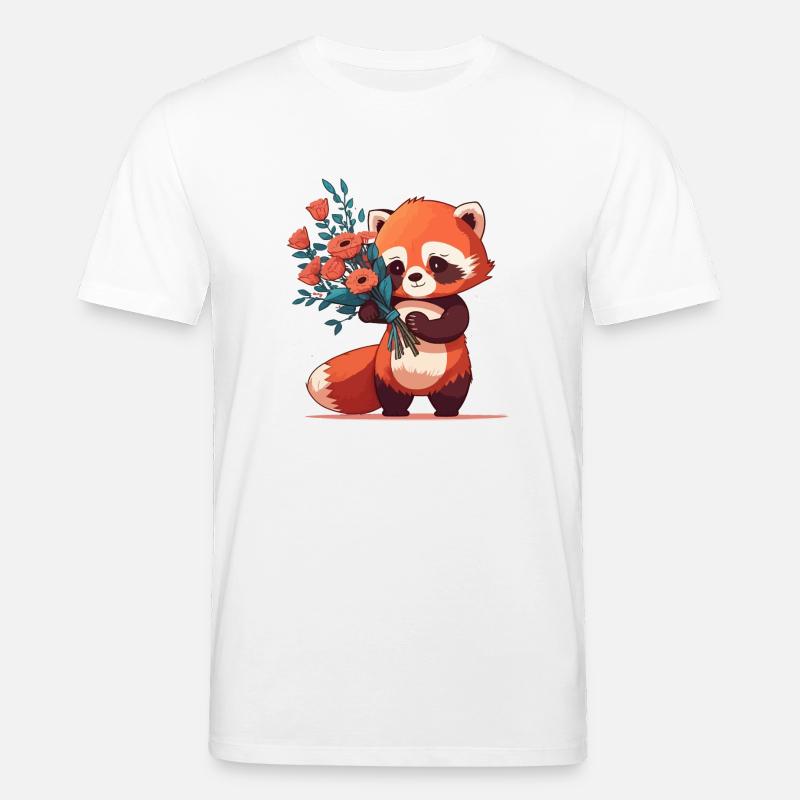 Panda roux à fleurs - T-shirt bio CREATOR Stanley/Stella Unisexe - blanc