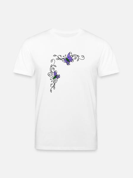 Butterflies with flower tendrils - Stanley/Stella CREATOR Unisex Organic T-Shirt - white