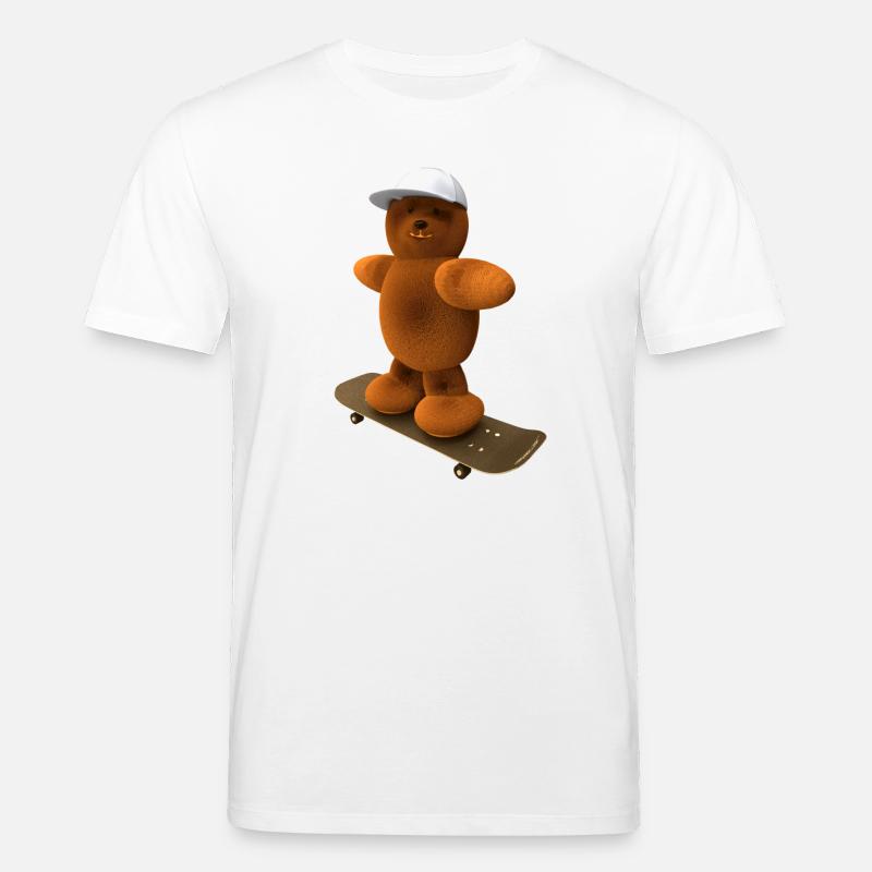Bär auf Skateboard mit Basecap - Stanley/Stella Unisex Bio-T-Shirt CREATOR  - Weiß