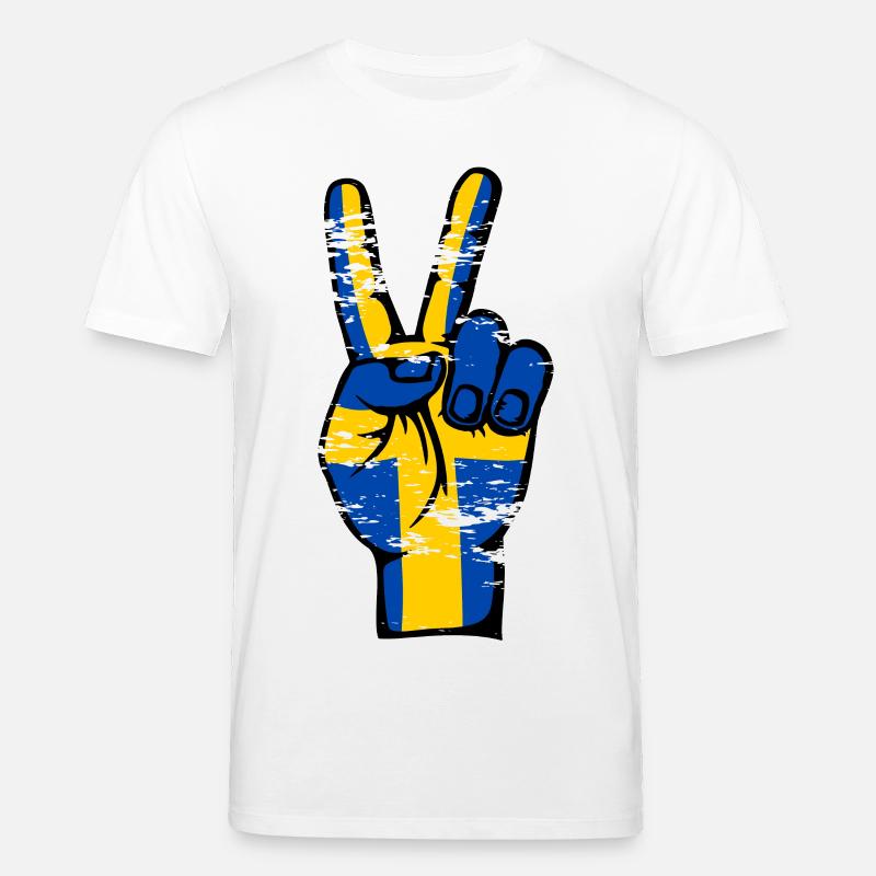 Suède Drapeau Paix Victoire Symbole Utilisé - T-shirt bio CREATOR Stanley/Stella Unisexe - blanc