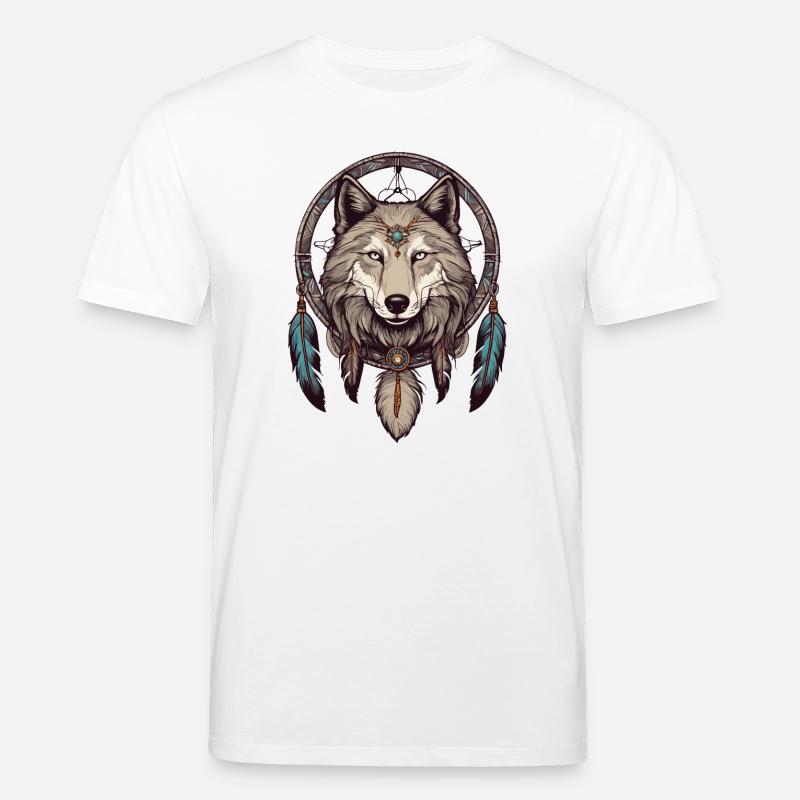 Traumfänger mit Wolf - Stanley/Stella Unisex Bio-T-Shirt CREATOR  - Weiß