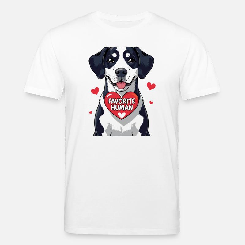 Hund mit Herz Lieblingsmensch Botschaft - Stanley/Stella Unisex Bio-T-Shirt CREATOR - Weiß