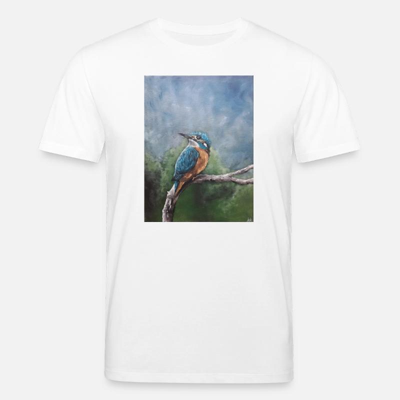 Lebendiger Eisvogel auf Ast Kunstwerk - Stanley/Stella Unisex Bio-T-Shirt CREATOR  - Weiß