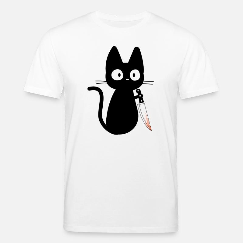 Katze mit Messer Humor Geschenkidee - Stanley/Stella Unisex Bio-T-Shirt CREATOR  - Weiß