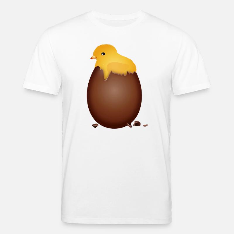 Chocolate Easter Egg with Cute Chick - Stanley/Stella CREATOR Unisex Organic T-Shirt - white