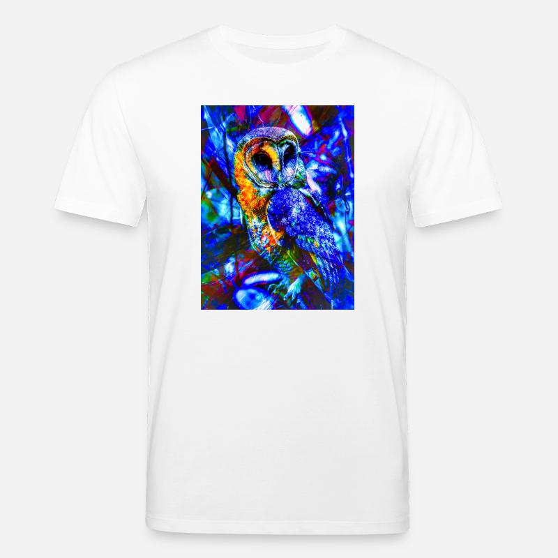Neoneule im psychedelischen Licht - Stanley/Stella Unisex Bio-T-Shirt CREATOR  - Weiß