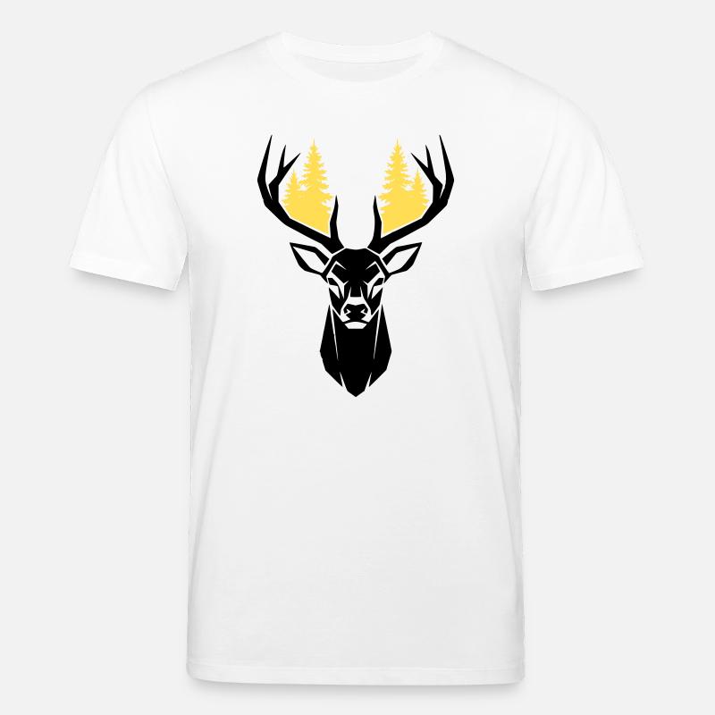 Hirschkopf Wald Silhouette - Stanley/Stella Unisex Bio-T-Shirt CREATOR - Weiß